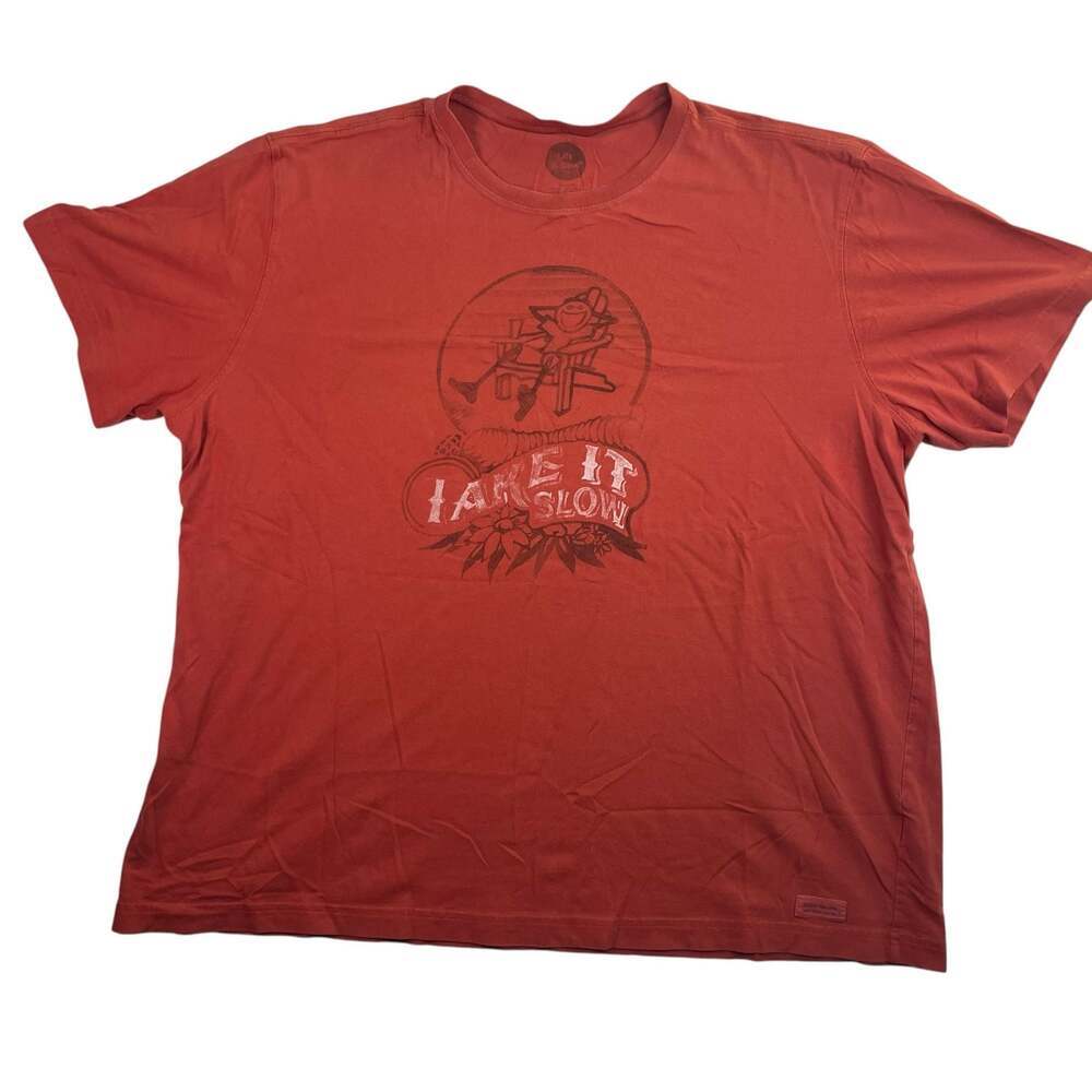 Life is Good Take It Slow Graphic T-Shirt Red Orange Size XXL